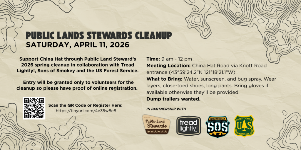 OREGON: Public Land Stewards 2026 Cleanup 4.11.2026 pls china hat cleanup 26